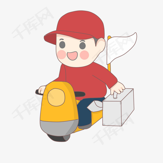 送餐外卖员小哥卡通手绘