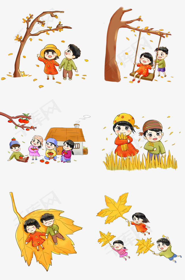 二十四节气之秋分卡通手绘q版收获季