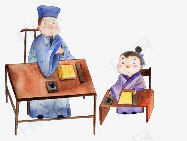 手绘教书育人插画