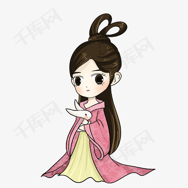 嫦娥玉兔手绘插画