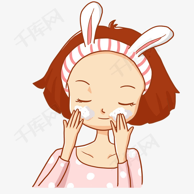 用洗面奶洗脸护肤的女孩免抠pn