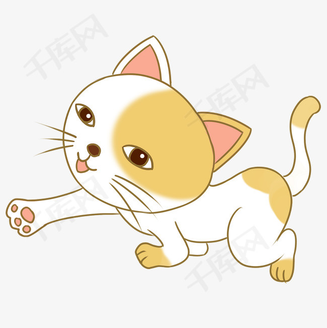 手绘卡通可爱宠物小猫插画