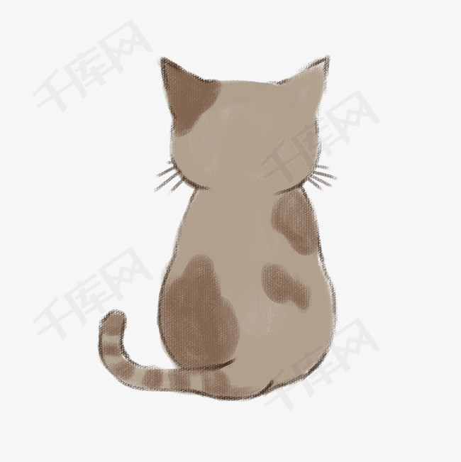 猫咪背影手绘插画