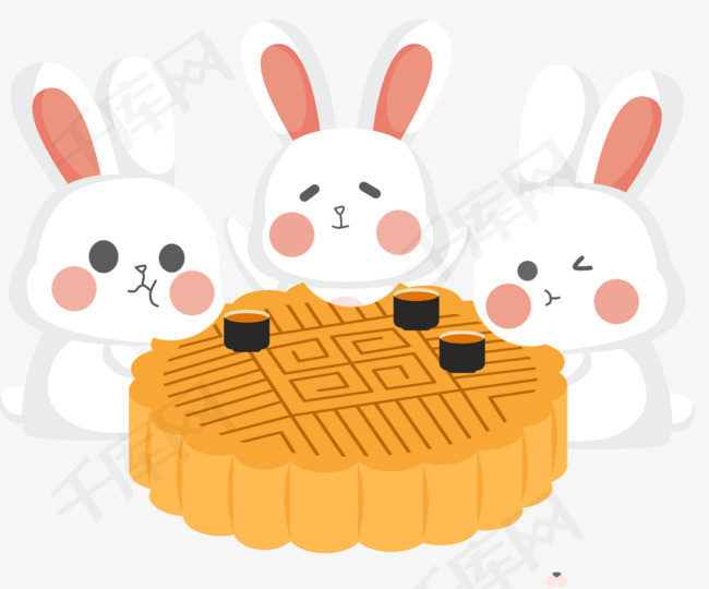 中秋节玉兔一起吃月饼