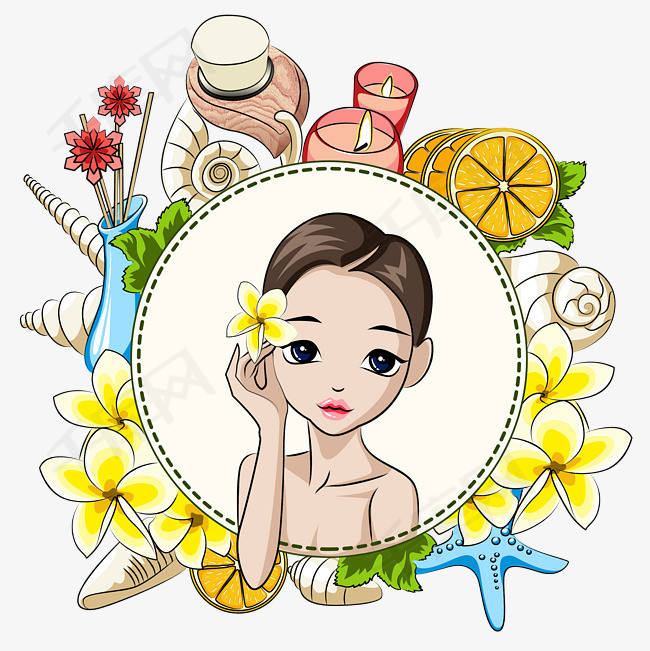 美容小清新q版美妆小美女插画