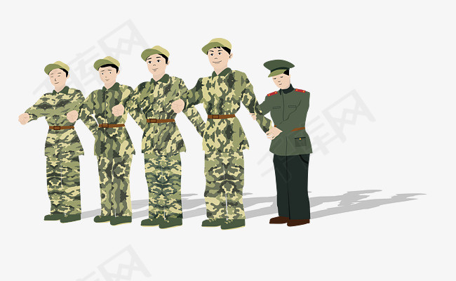 开学军训主题q版人物手绘军训正