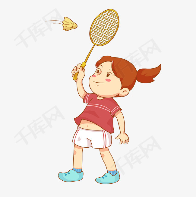 秋季运动会羽毛球比赛打羽毛球的女孩png免抠素材