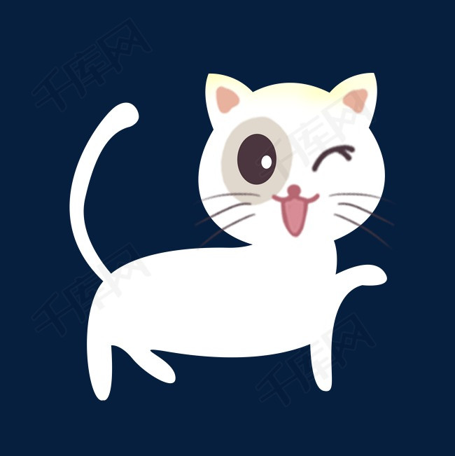白色可爱卡通猫咪动物手绘插画psd素材图片免费下载