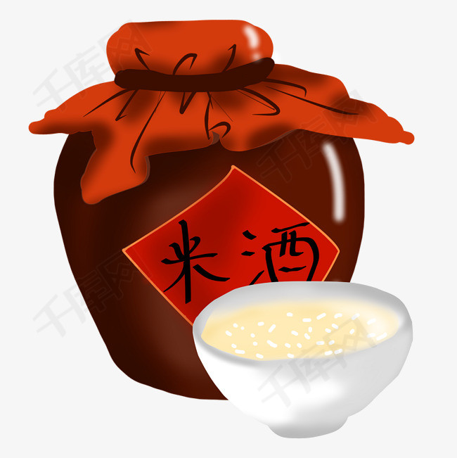 米酒文化米酒手绘插画