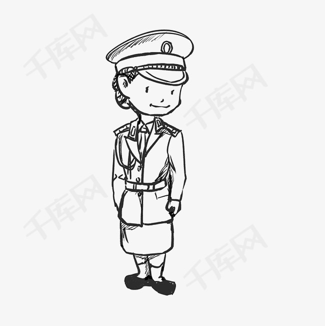 女文艺兵插画矢量图