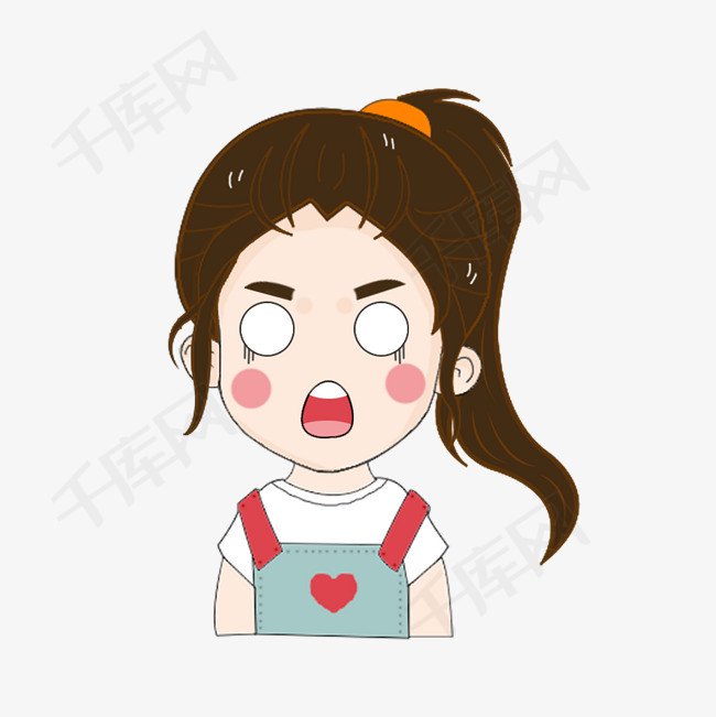 吃惊 卡通 表情包 女孩 png图片 矢量素材