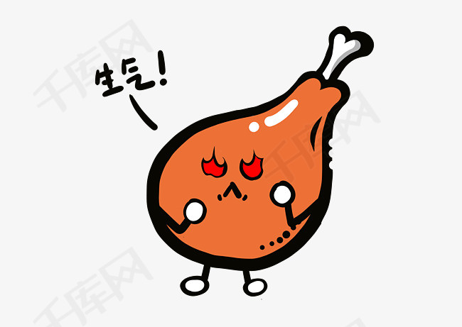 美食餐饮q版炸鸡腿生气表情免抠png