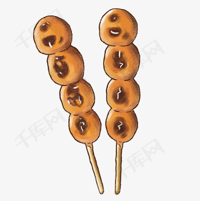 美味涮串丸子串插画