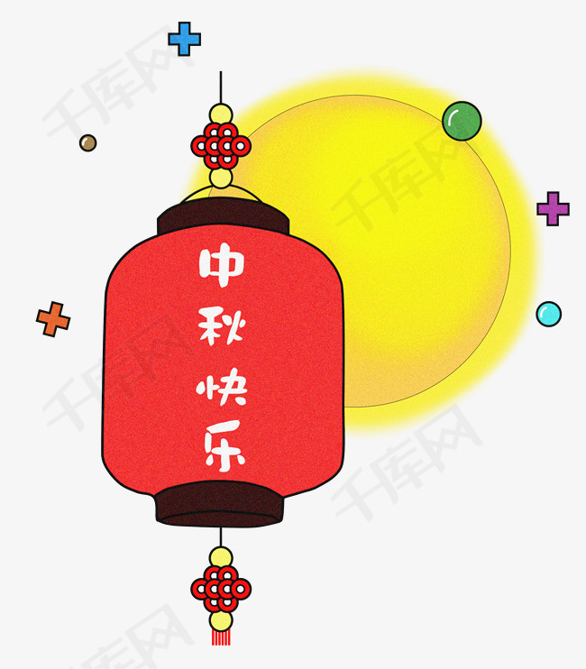 中秋节手绘大红灯笼元素