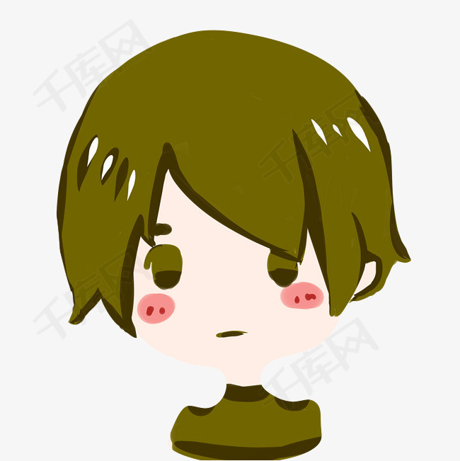 手绘女孩冷漠表情插画