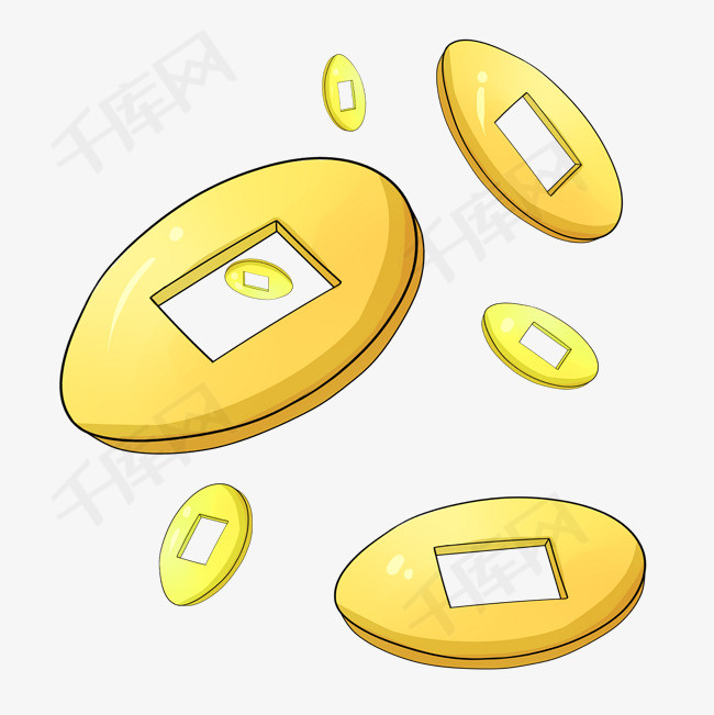 金色金银财宝铜钱插画
