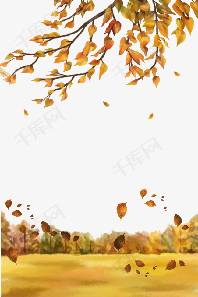 秋天落叶景色主题边框