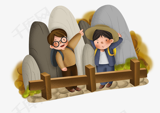 十一旅游登山的男孩