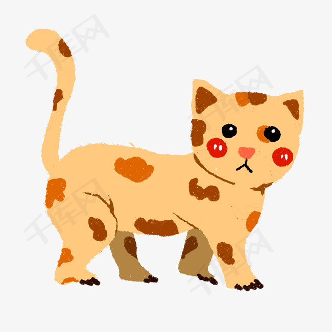 手绘小花猫宠物插画手绘小花猫宠物卡通插画小动物动物