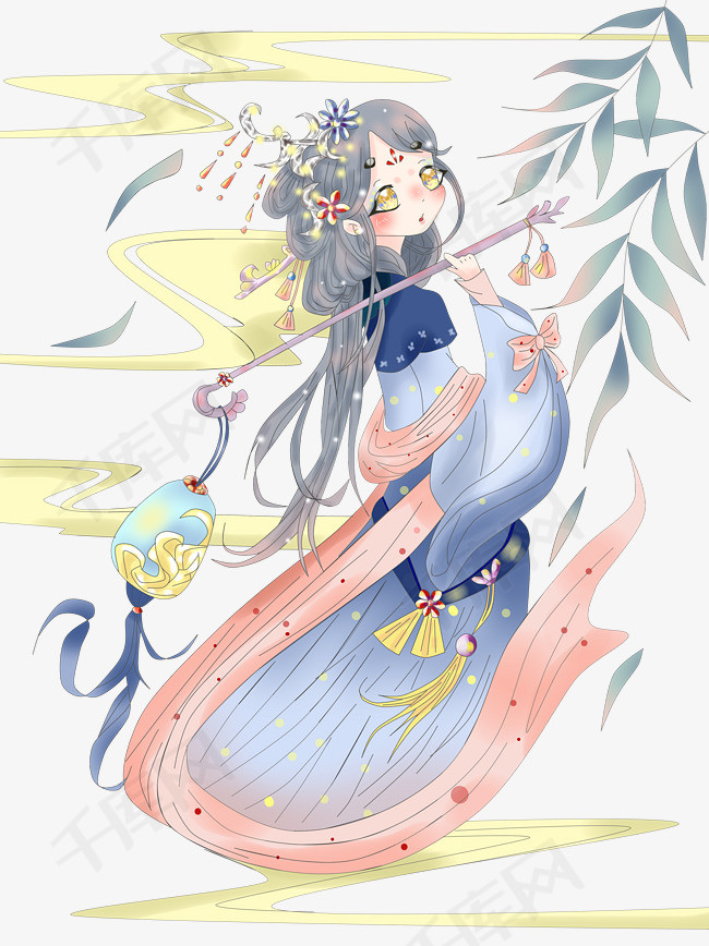 动漫手绘原创厚涂唯美古风玄幻仙侠人物插画png