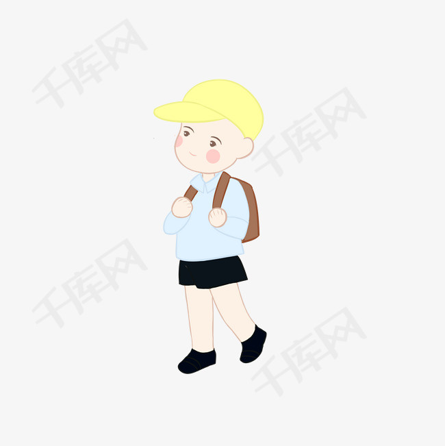 小学生背书包插画