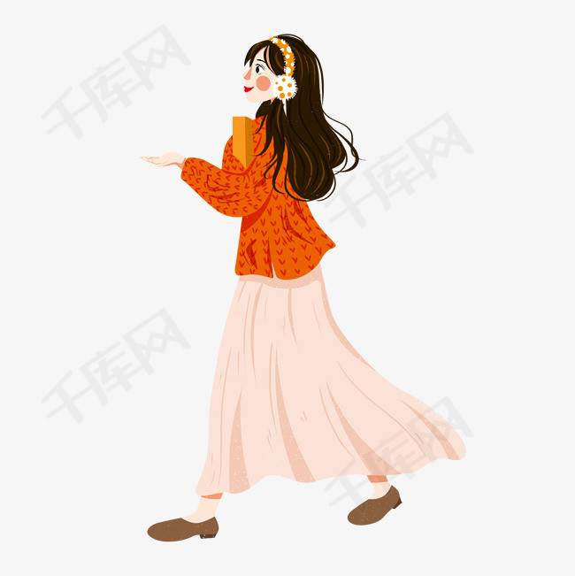 秋季手绘漂亮的美女插画秋季人物手绘秋天人物漂亮的美女美女插画秋天