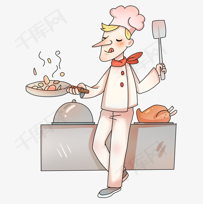 烹饪大厨翻炒插画美食烹饪大厨翻炒插画手绘  