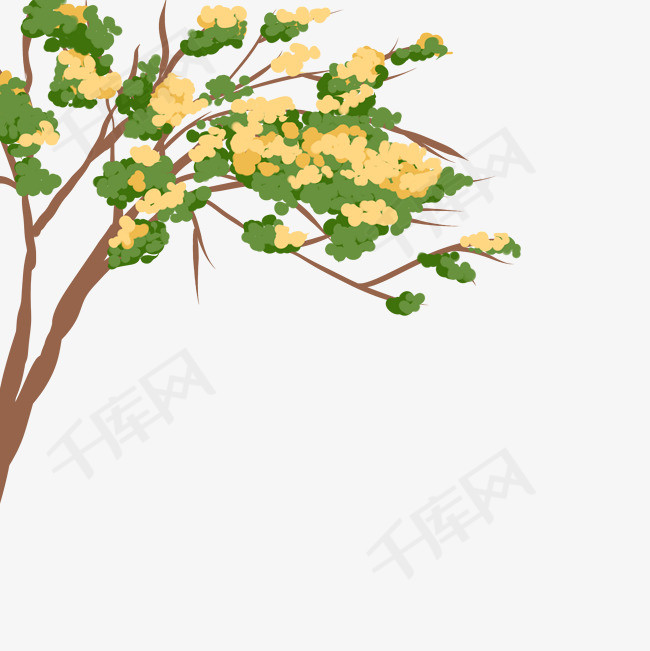 植物桂花花枝插画手绘桂花花枝插画植物桂花树