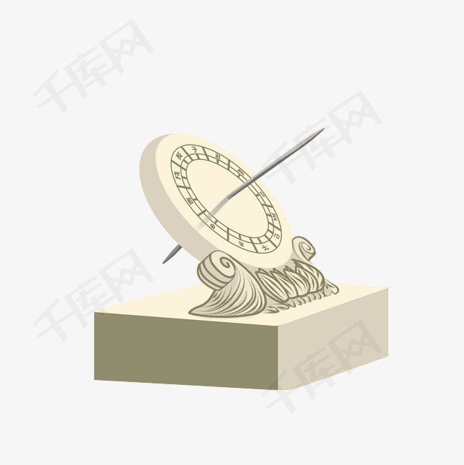 古代计时日晷手绘插画