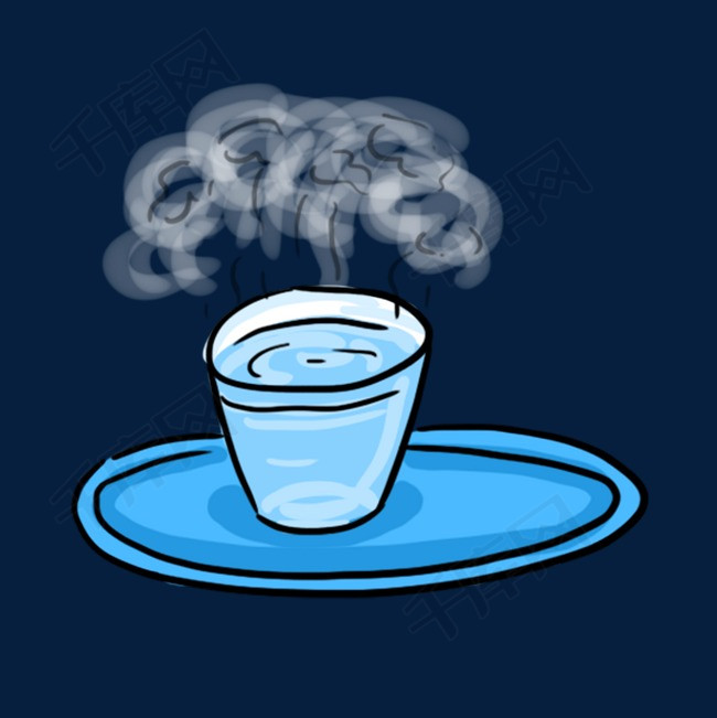秋天寒露一杯热水手绘插画psd