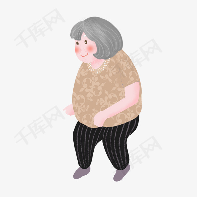 手绘和蔼可亲的老奶奶人物插画
