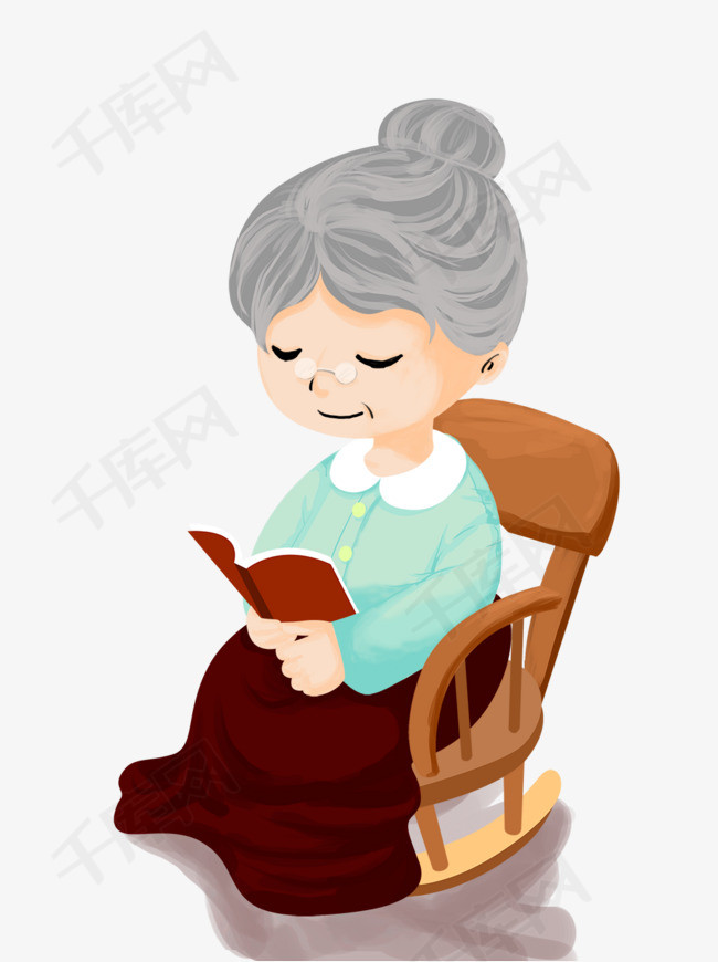 幸福老年生活卡通插画