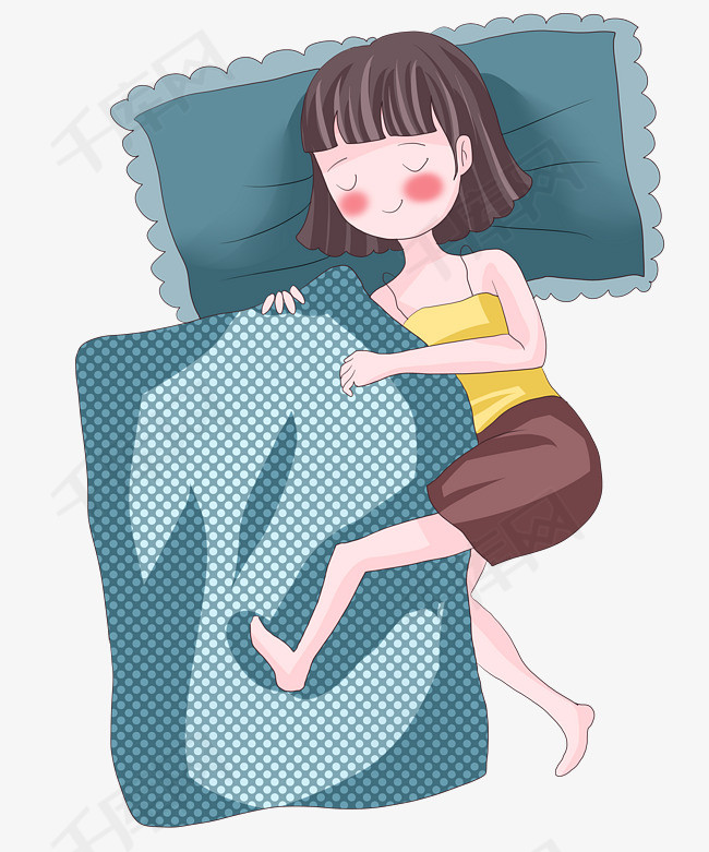 世界睡眠日爱心枕头和 睡衣的可爱小女孩