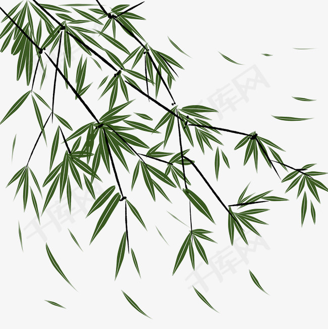 绿色中国风竹叶插画