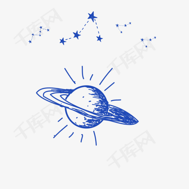 蓝色卡通土星元素