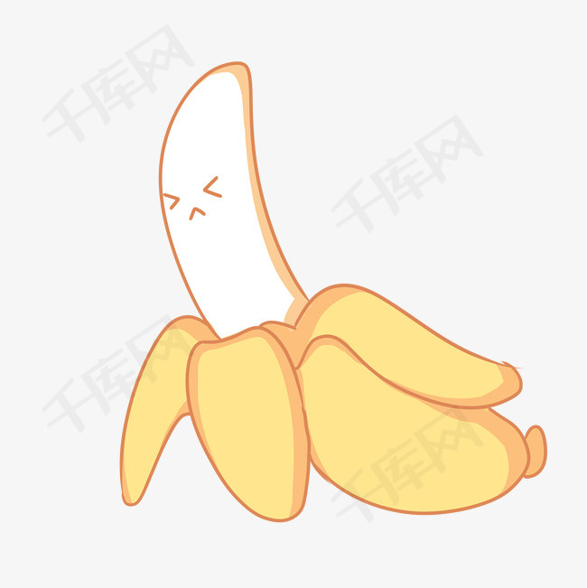 手绘水果香蕉剥皮的表情