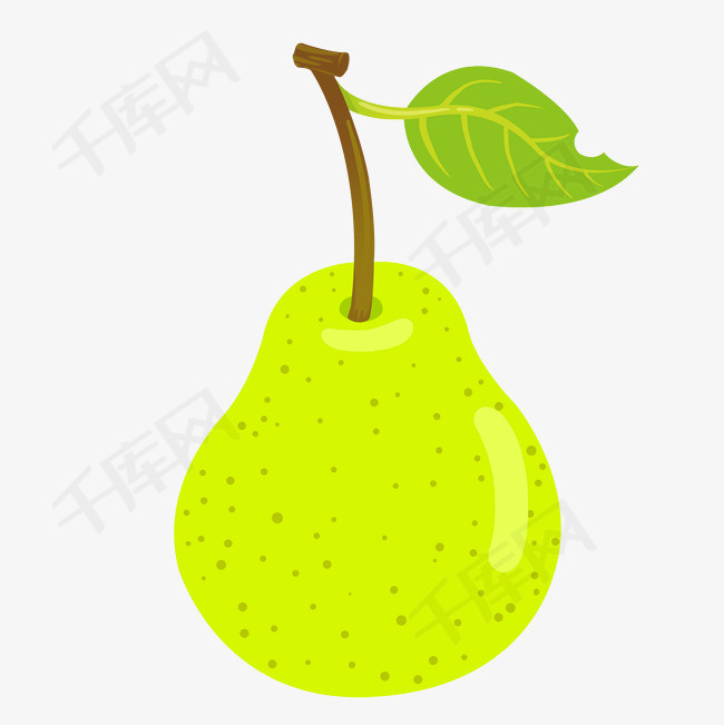 梨子水果绿色叶子可爱卡通维生素