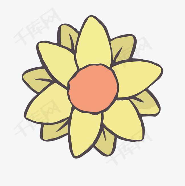黄绿色卡通花朵免抠