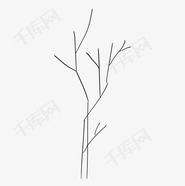 铅笔画卡通树枝免抠