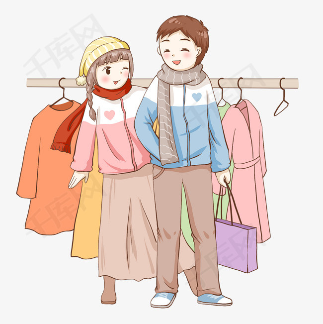 情人节男生追求女孩买衣服