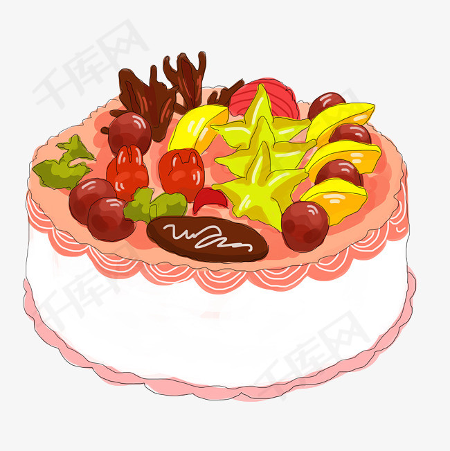 插画手绘水果蛋糕