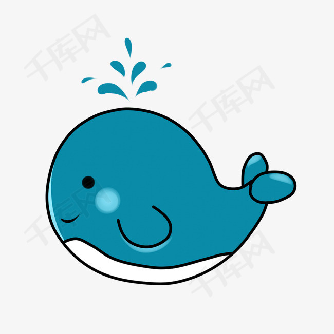 鱼类海洋卡通鲸鱼水花蓝色