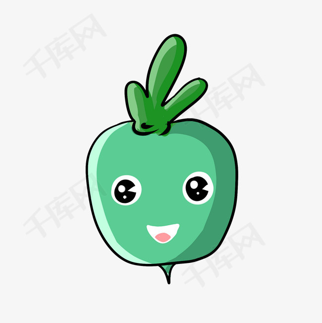 绿色的卡通可爱大萝卜