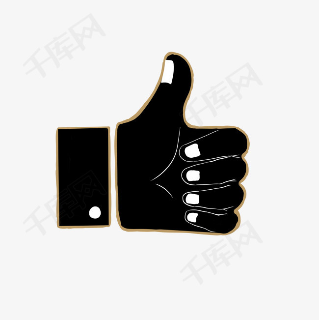 手绘黑色点赞手势