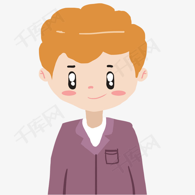 灰色创意卷发男孩元素