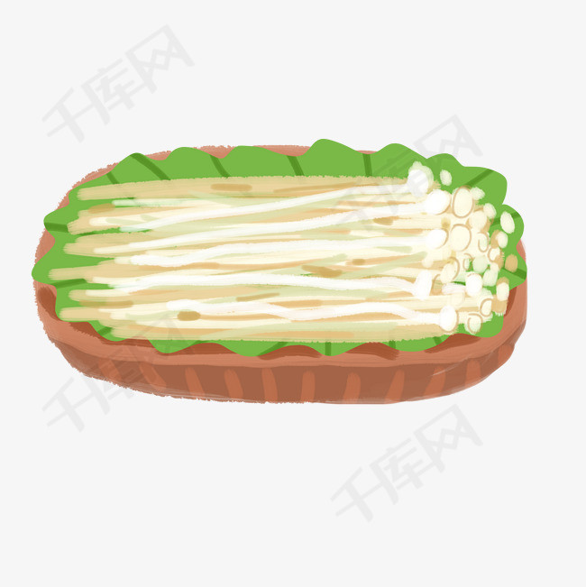 手绘金针菇  水彩金针菇  牛肉金针