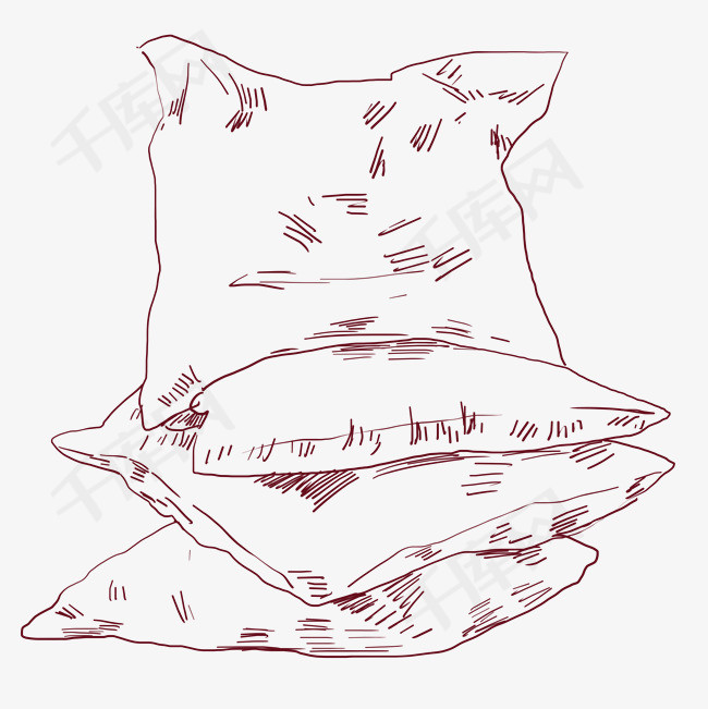 线描家居枕头插画