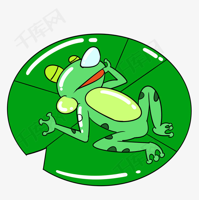 在荷叶上睡觉的青蛙插画