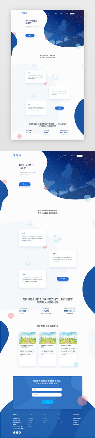 i设计UI设计素材_蓝色旅行公益web网站设计模板