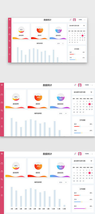 网页端UI设计素材_简约数据统计网页端界面
